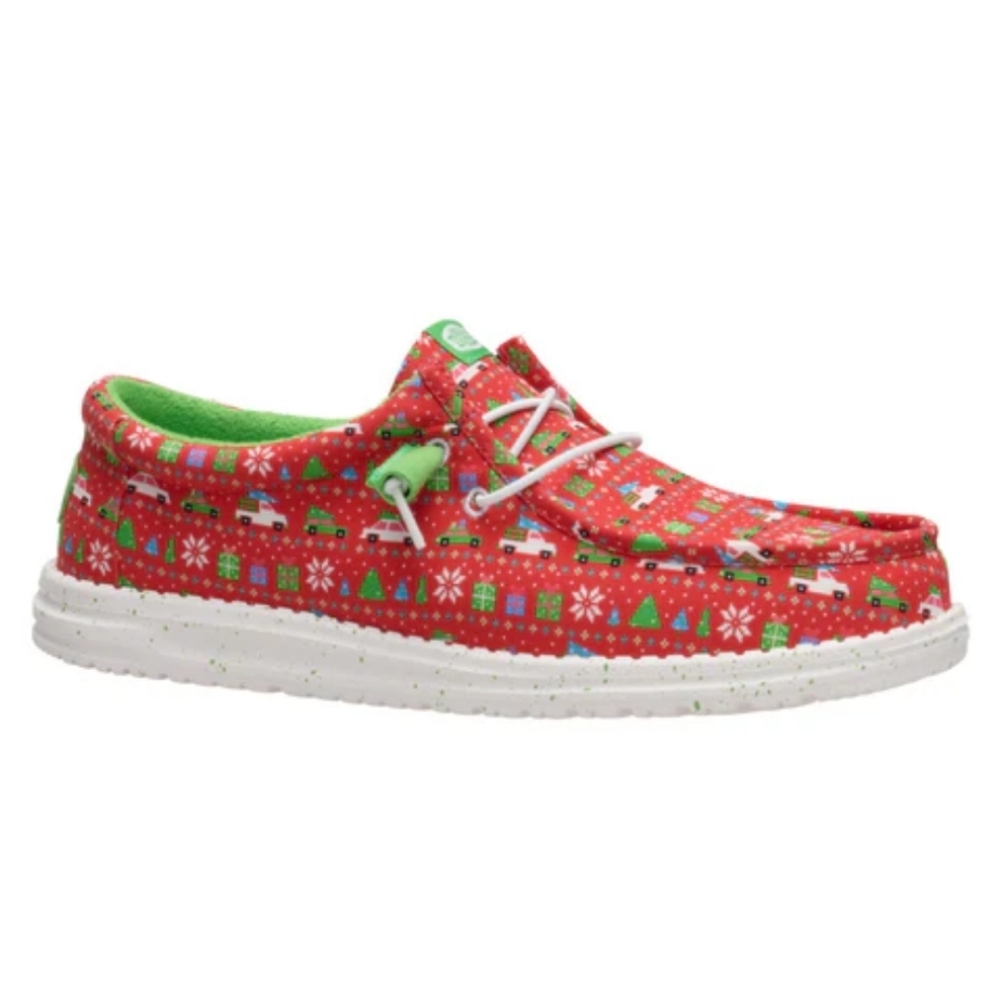 HEY DUDE Wally red cardigan holiday‎ sweater slide on loafers shoes 11